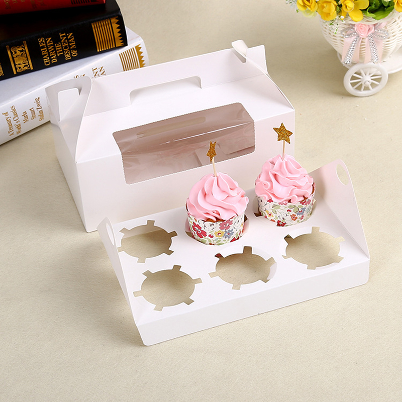 Fancy Cupcake Box 6 behållare för tårta matpaket